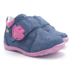 Girls Velcro Shoe In Navy and Pink