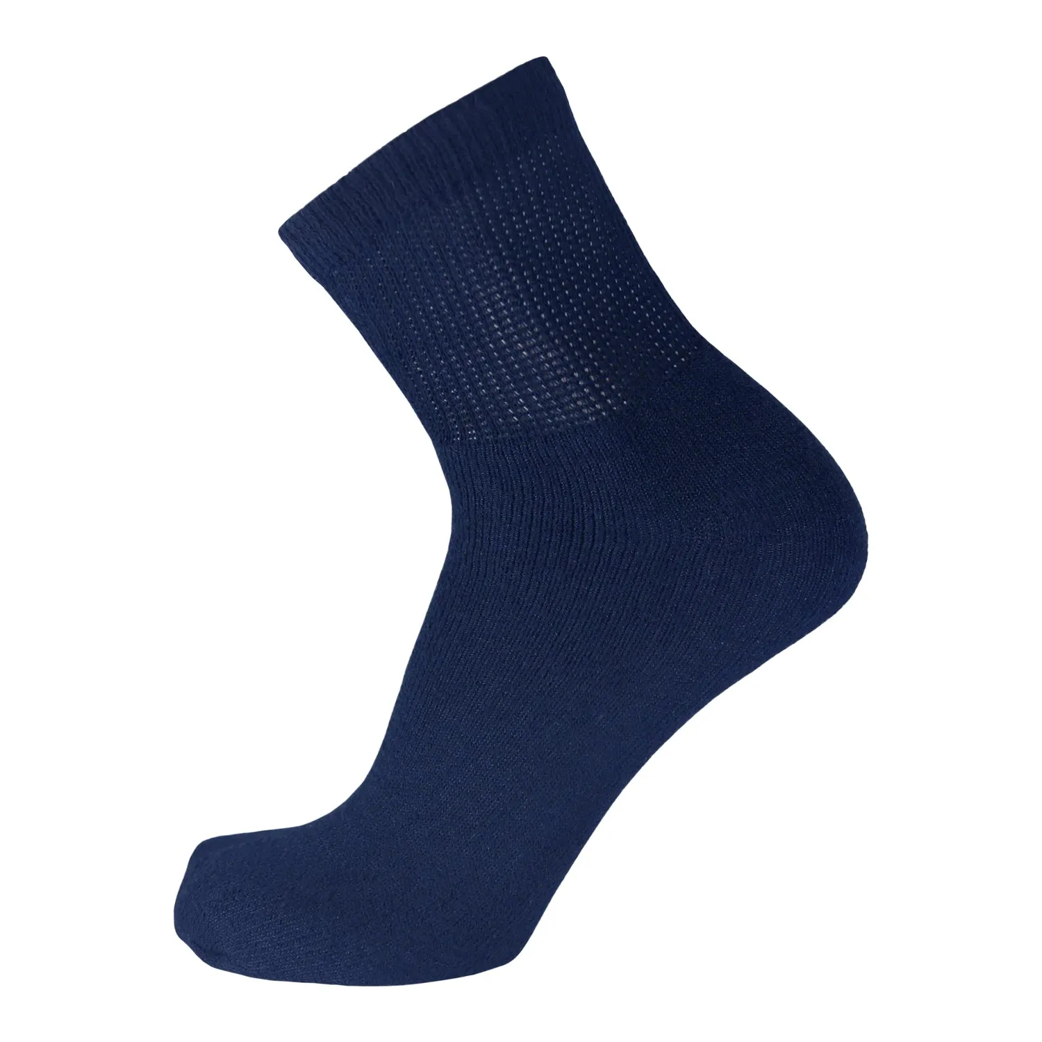 12 Pairs of Diabetic Cotton Athletic Sport Quarter Socks (Navy)