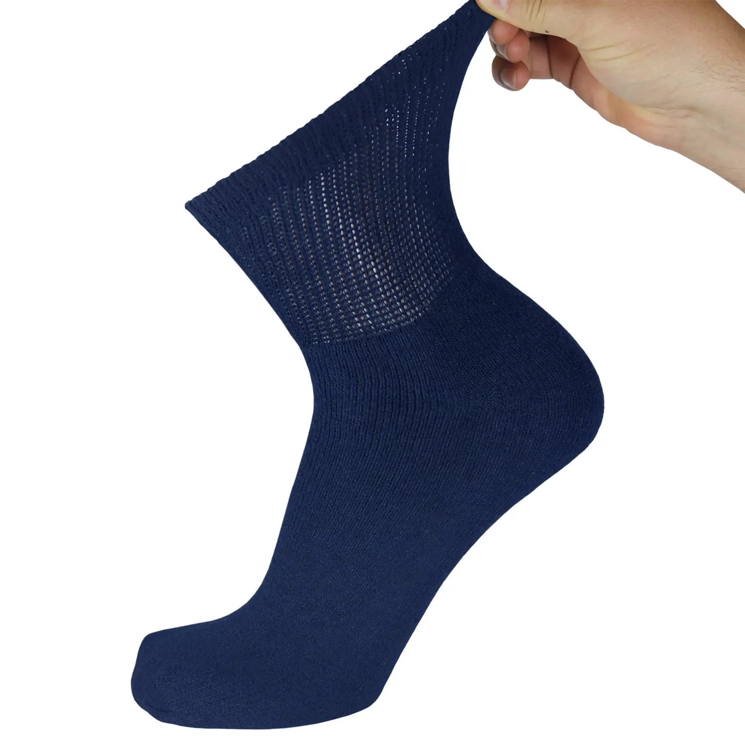 12 Pairs of Diabetic Cotton Athletic Sport Quarter Socks (Navy)