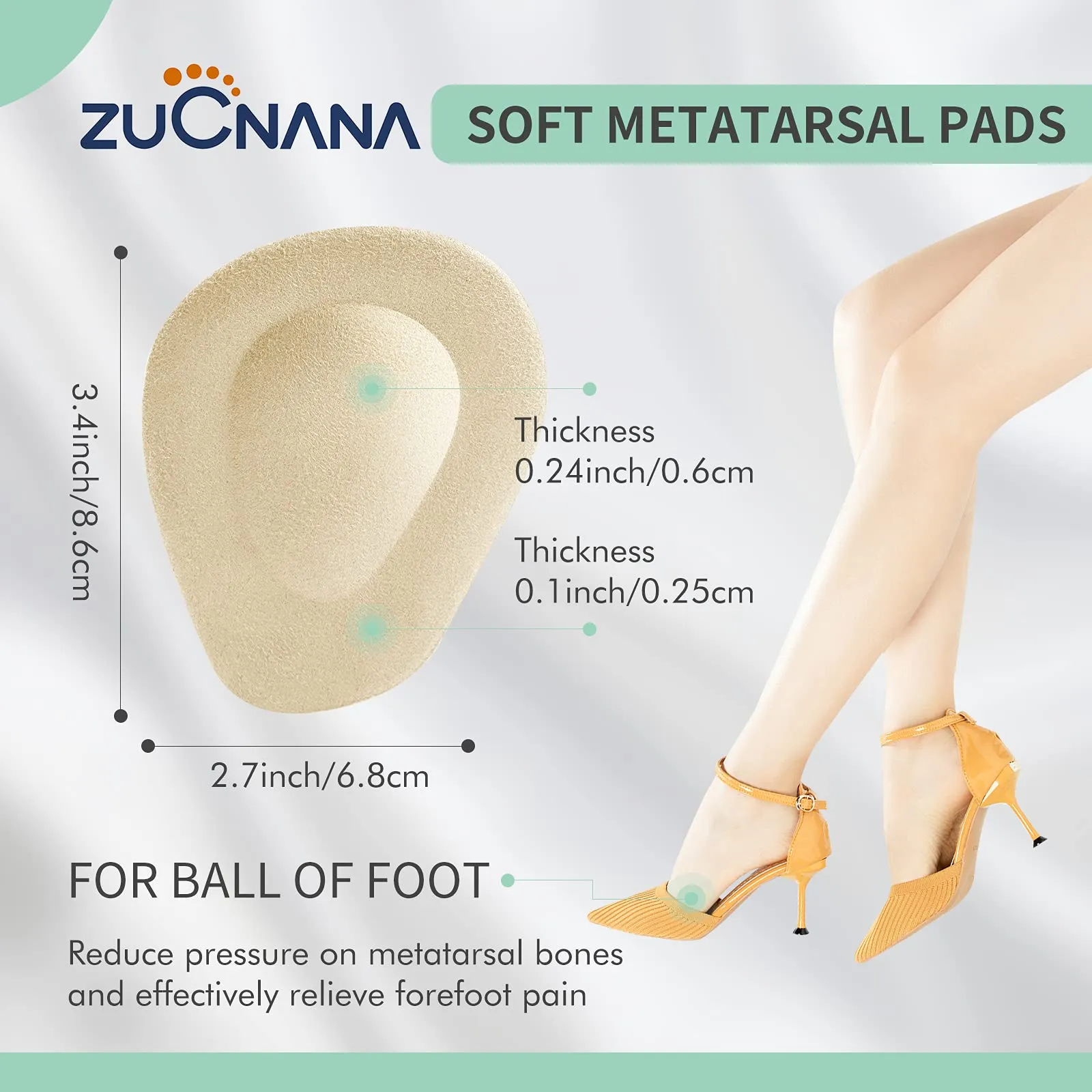 (12 Pieces)Metatarsal Pads for Women | Reusable Ball of Foot Cushions for Women High Heels | Soft Gel Shoe Inserts for Foot Pain Relief from Mortons Neuroma and Callus | Anti-Slip One Size Fits Any Beige   Black   Clear