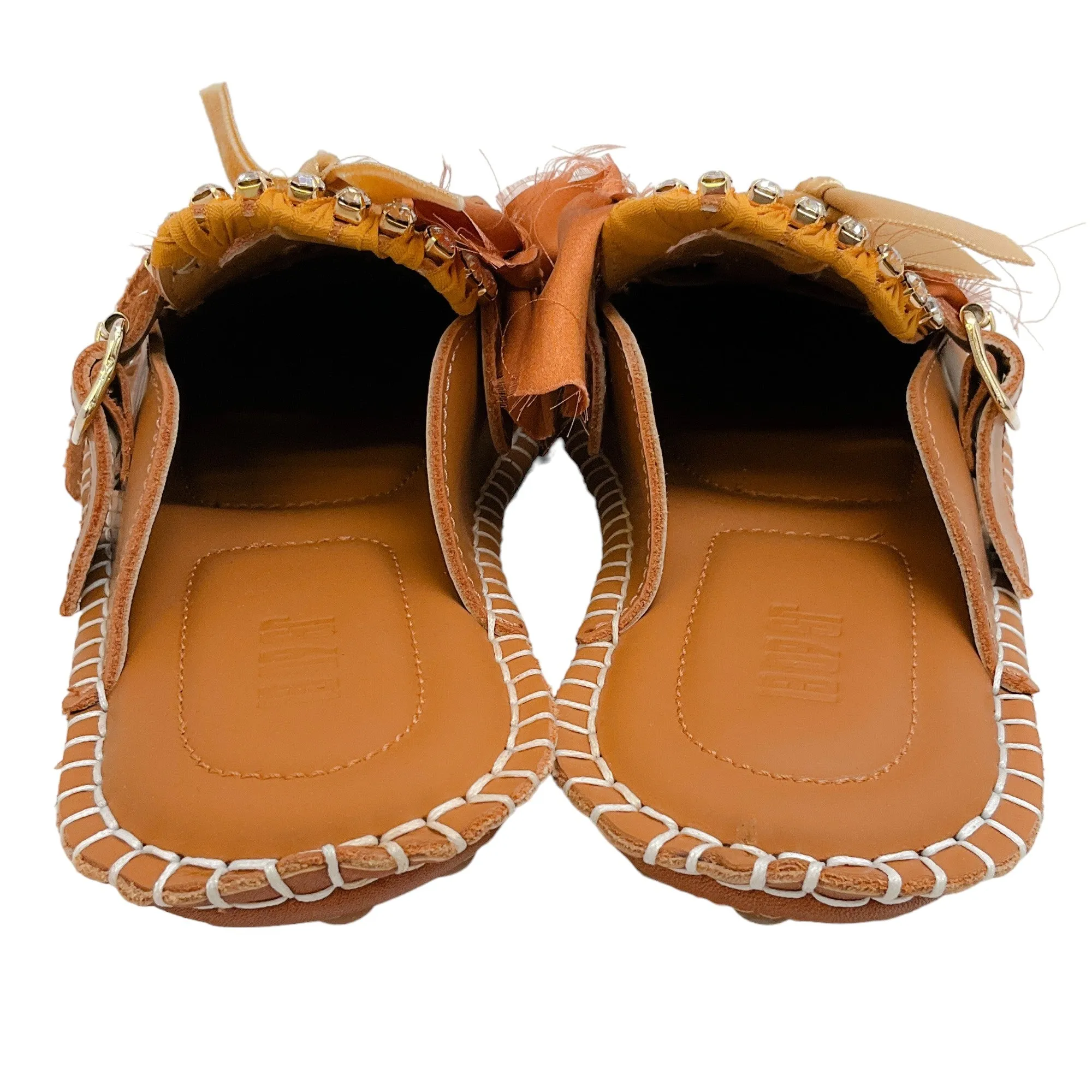 13 09 SR Brown Leather Puli Mules