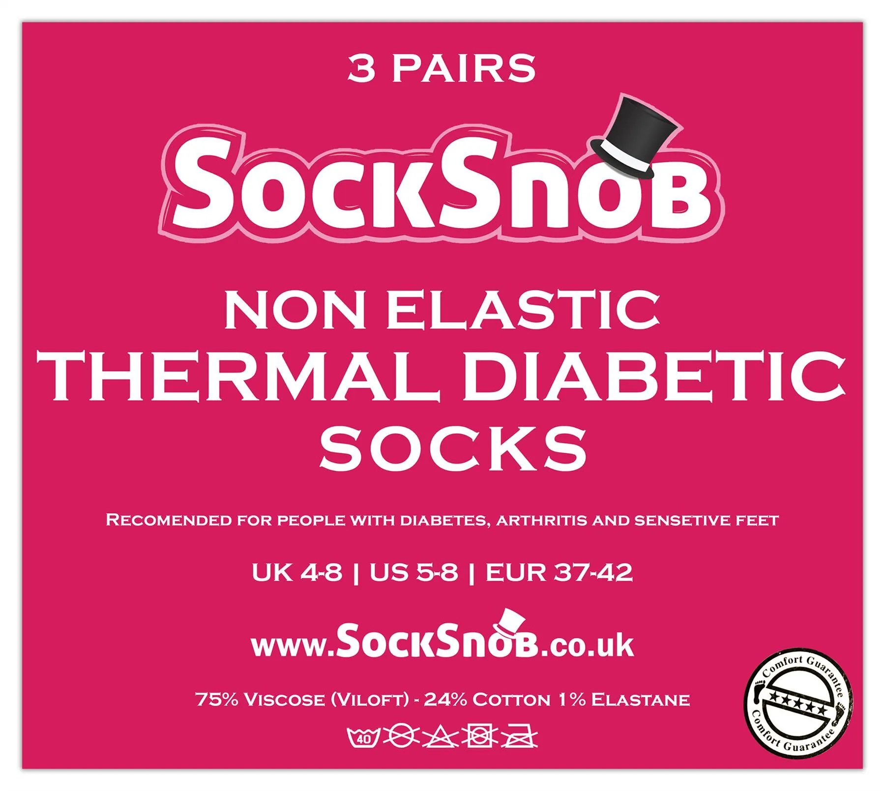 3 Pairs Ladies Thermal Diabetic Socks (4-8 UK / THRDIAL07) GRY