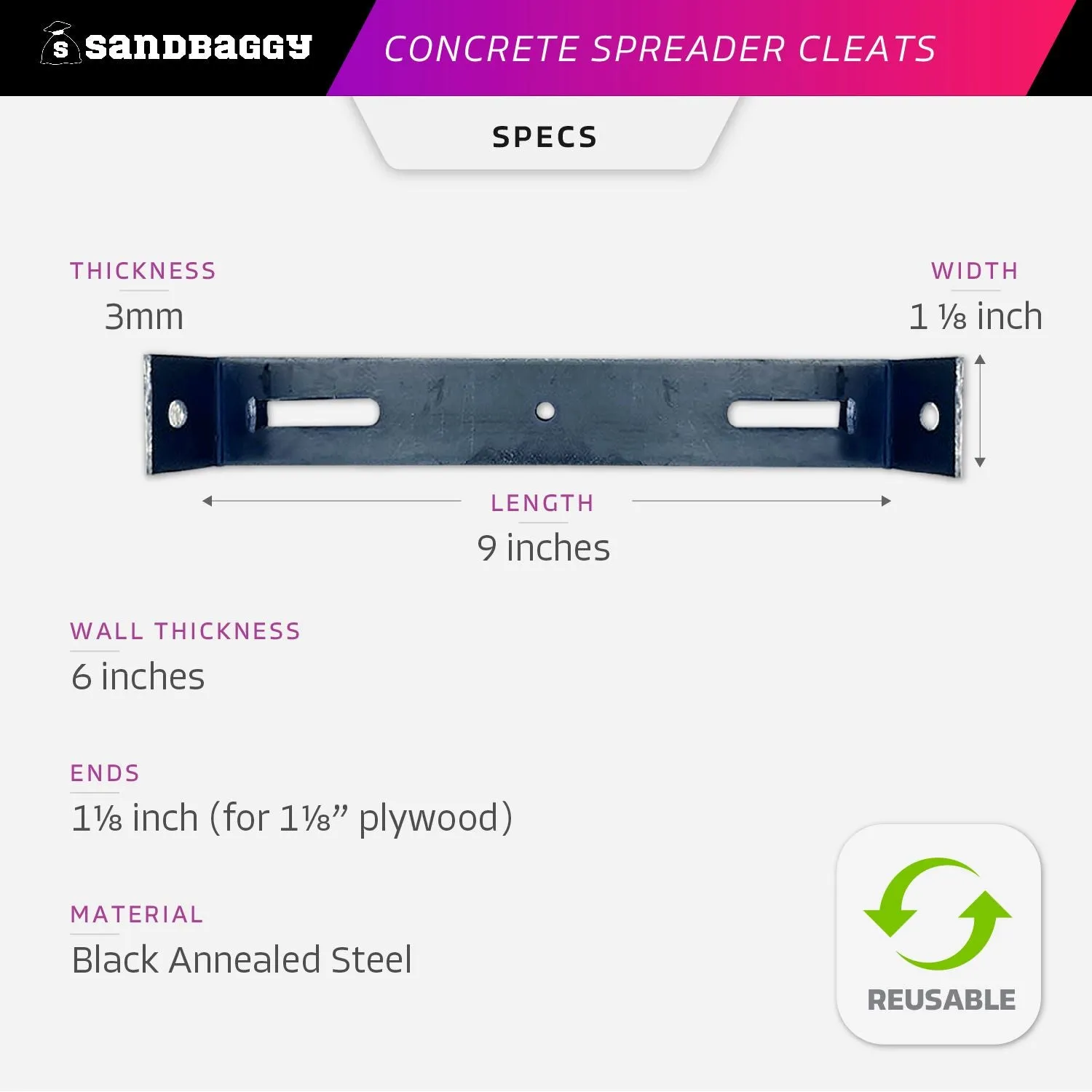 6" x 1 ⅛" Concrete Spreader Cleats - Form Clips