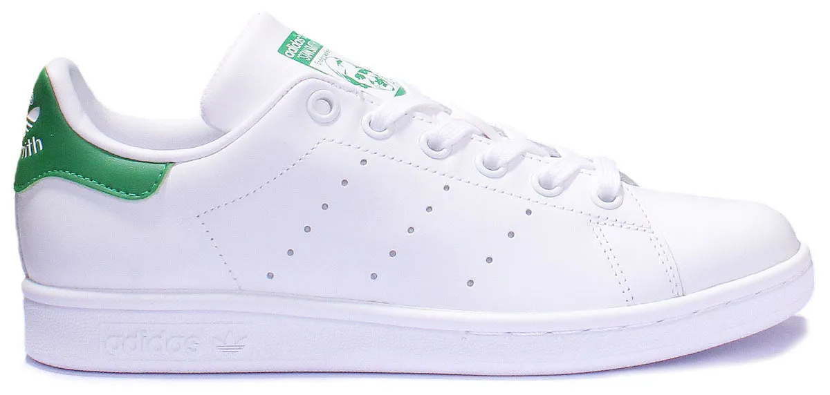 Adidas Stan Smith J Lace Up Leather Trainers In White Green For Youth