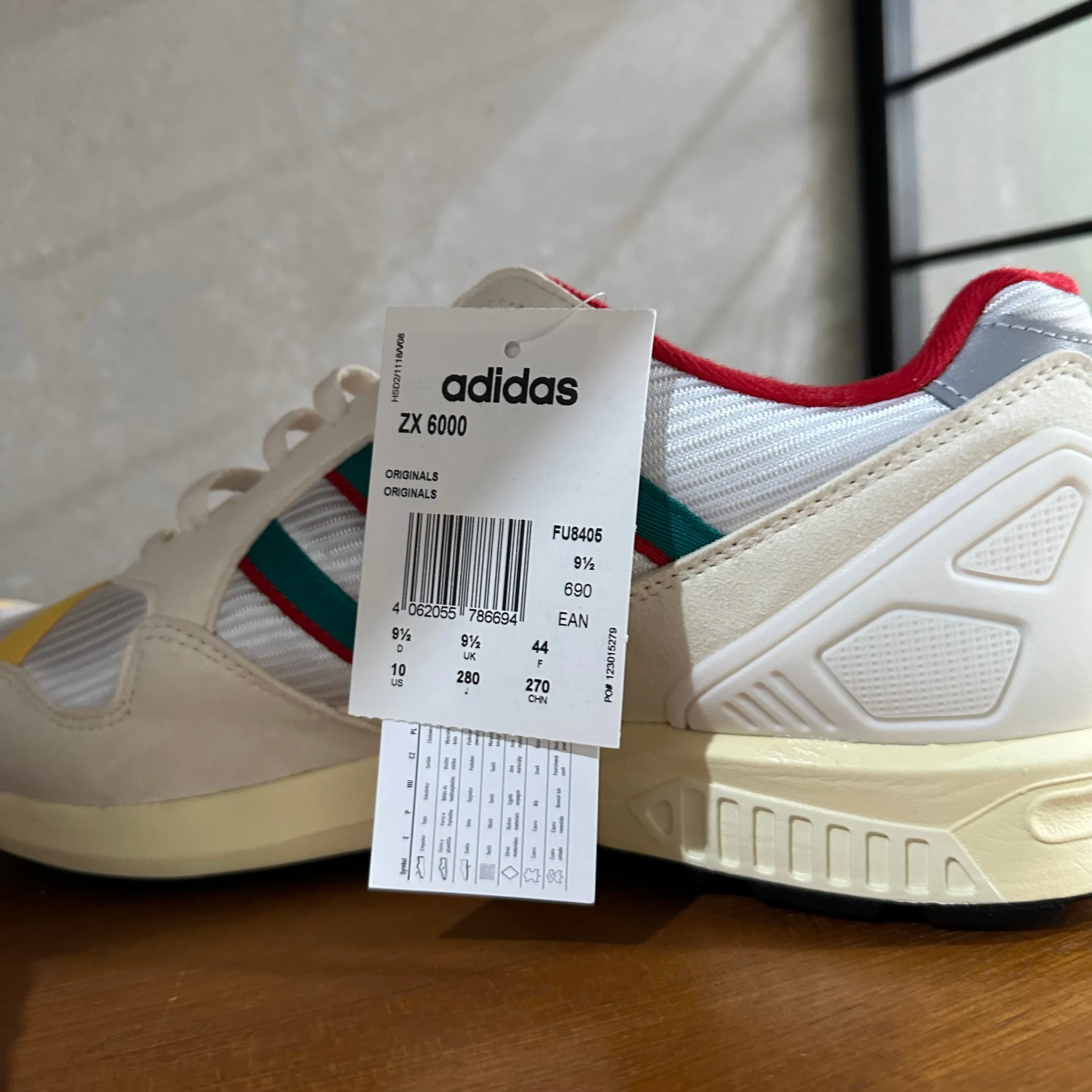 adidas ZX 6000 OG Trainers Cream / Red / Yellow - uk 9.5