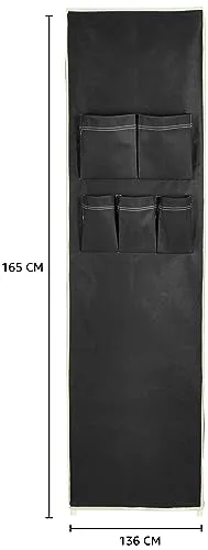 Amazon Brand - Solimo Plastic 3-Door Foldable Wardrobe, 10 Racks, Black, 162 Cm, 44 Cm, 138 Cm