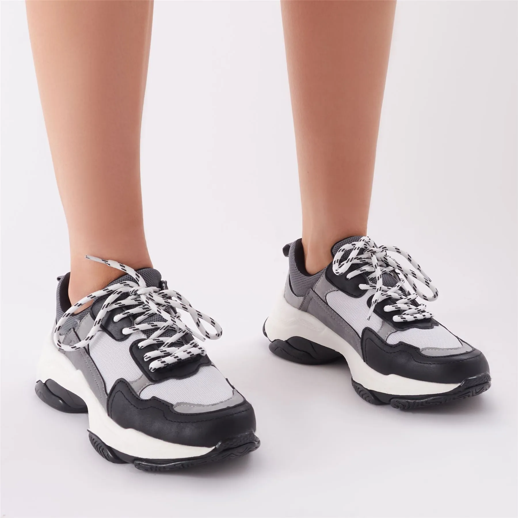 Amfo Chunky Trainers in Black & White