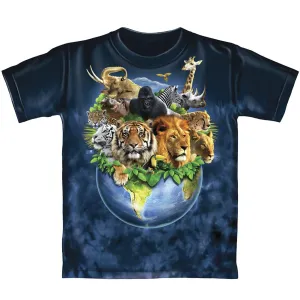 Animals on Planet Earth Tie-Dye Youth Tee Shirt (Large 12-14