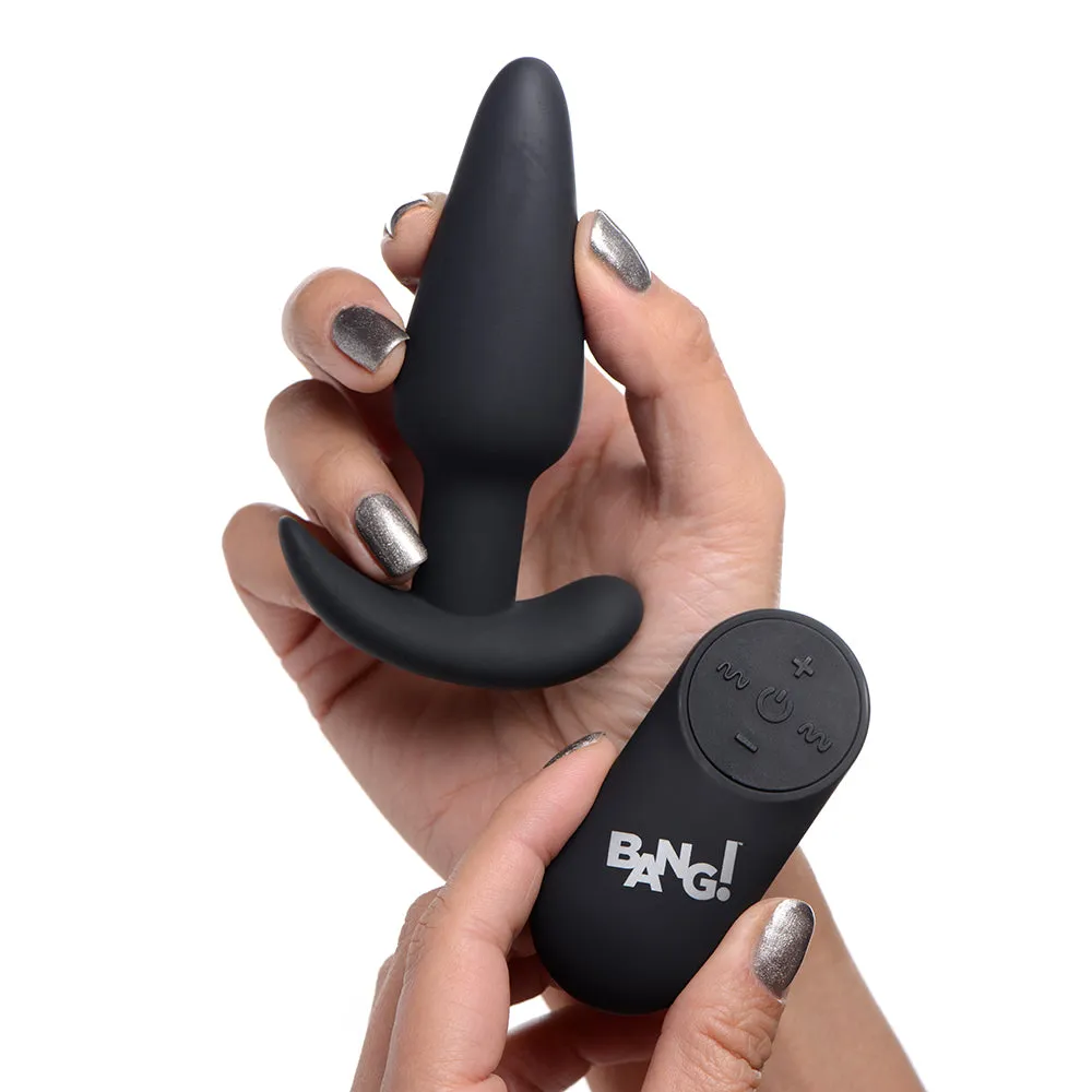 BANG! 21X Vibrating Silicone Butt Plug with Remote Control Black