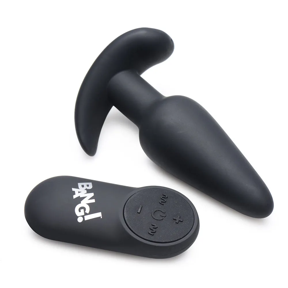 BANG! 21X Vibrating Silicone Butt Plug with Remote Control Black