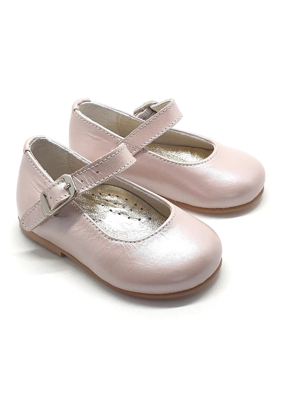 Baptismal baby Leather shoe for girl - BALLERINA Pink