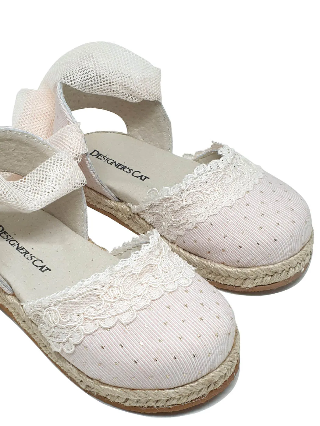 Baptismal Baby shoe Espadrille for girl - WHITE ROSE