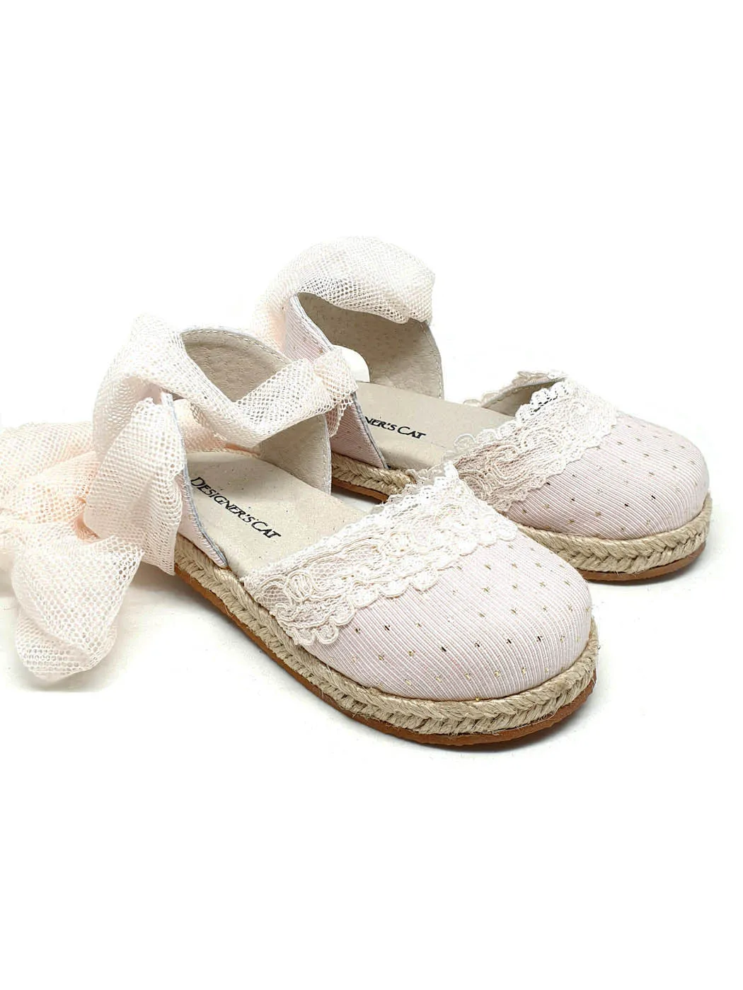 Baptismal Baby shoe Espadrille for girl - WHITE ROSE