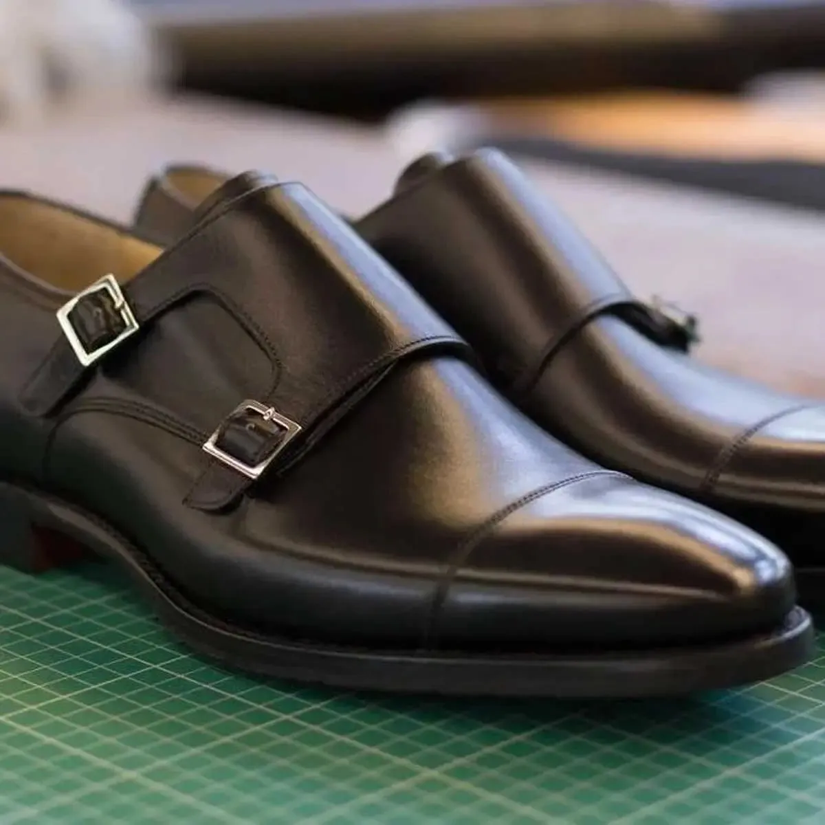 BARKER Edison Shoes - Mens Monk Strap - Black Calf