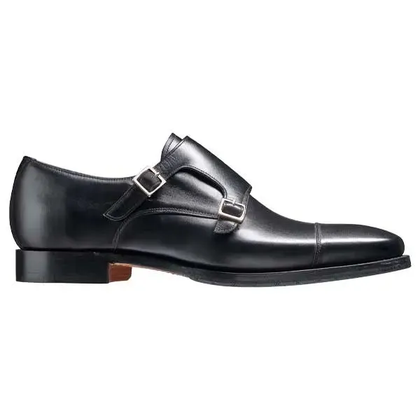 BARKER Edison Shoes - Mens Monk Strap - Black Calf