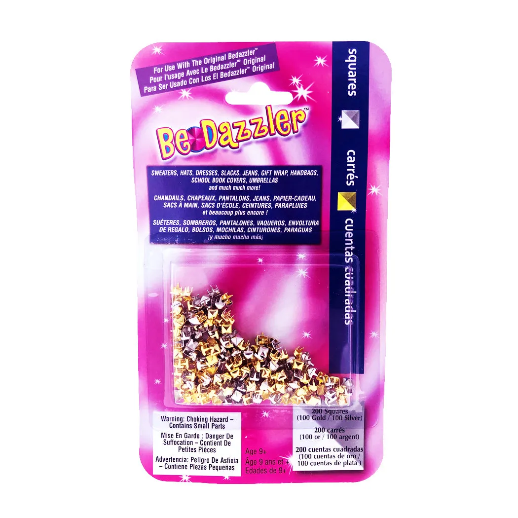 Be-Dazzler Refill Pack – 200 Gold & Silver Square Studs