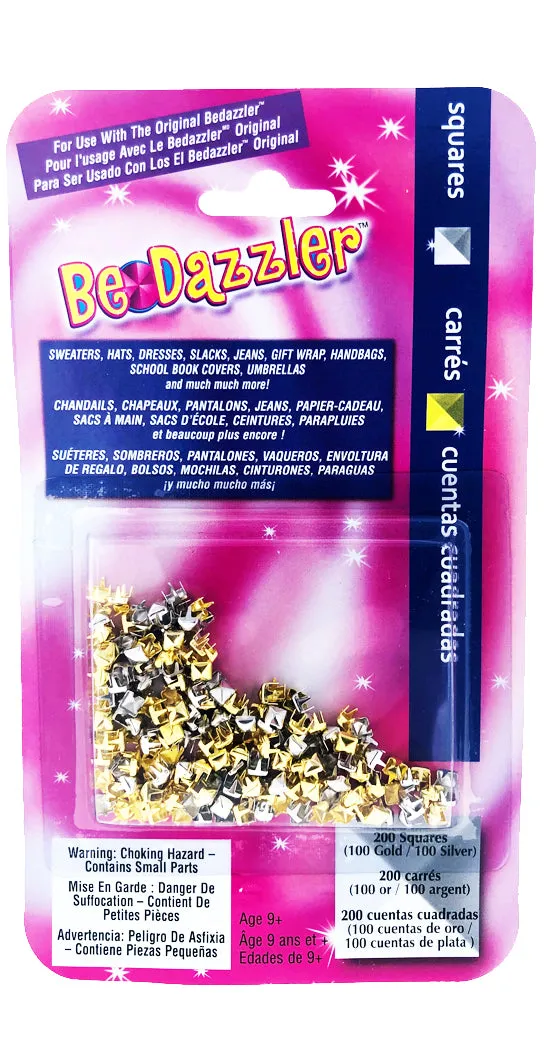 Be-Dazzler Refill Pack – 200 Gold & Silver Square Studs