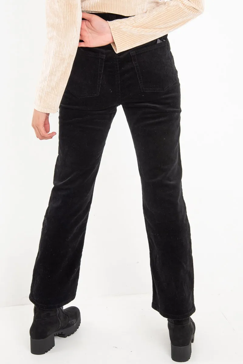 Black Corduroy Straight Leg Jeans - Maddey