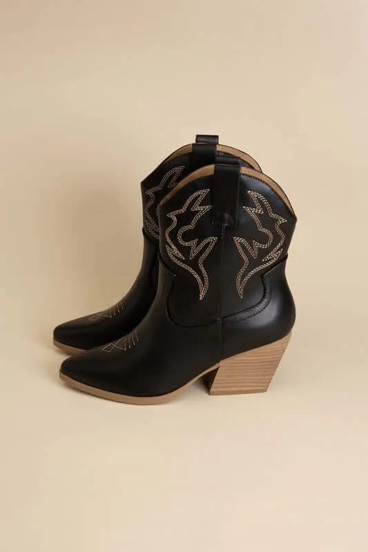 BLAZING-S Western Cowboy Boots in Black / Gray