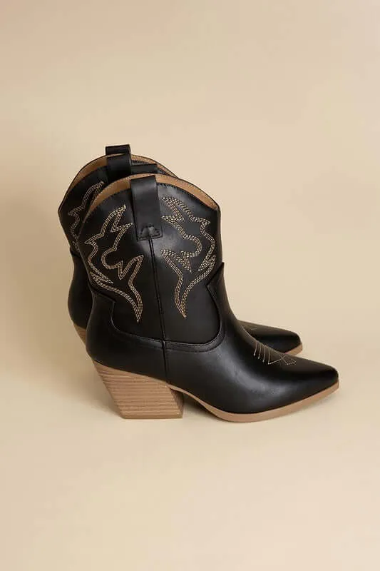 BLAZING-S Western Cowboy Boots in Black / Gray