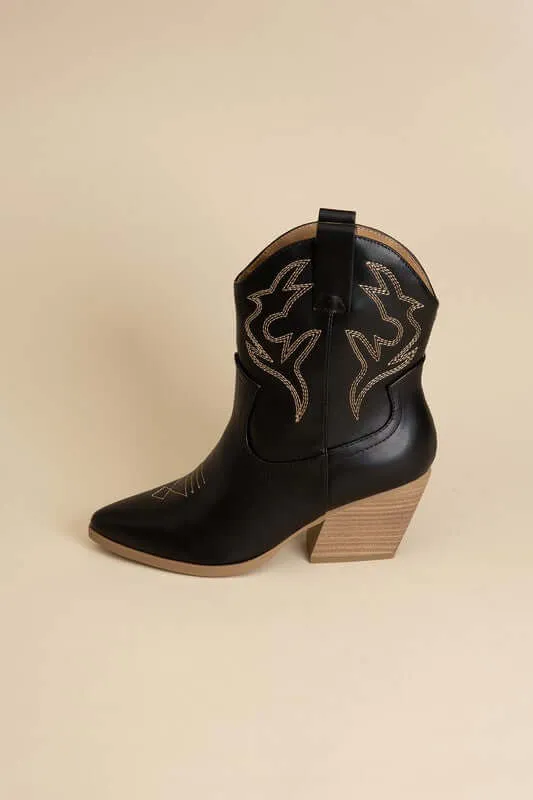 BLAZING-S Western Cowboy Boots in Black / Gray