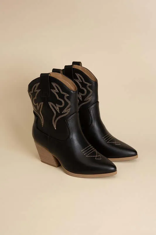 BLAZING-S Western Cowboy Boots in Black / Gray