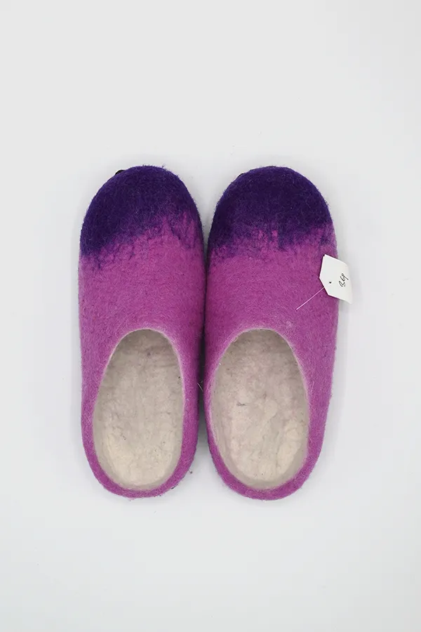 Blended Felt Wool Open Back Slippers