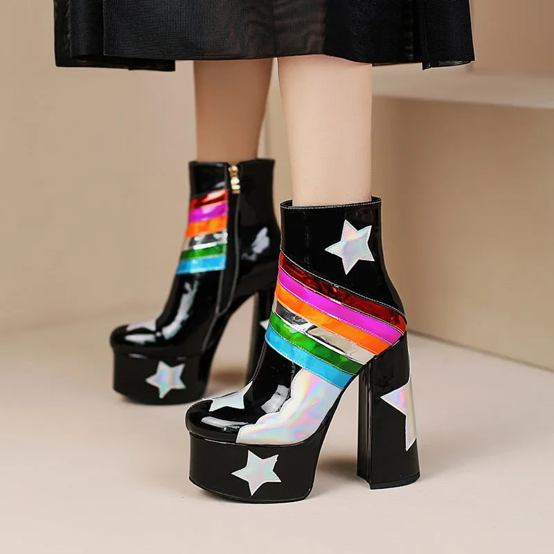 Blue Skies Star Super High Platform Short Boots