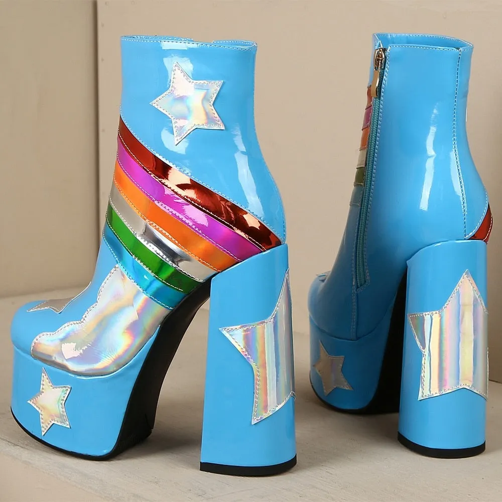 Blue Skies Star Super High Platform Short Boots