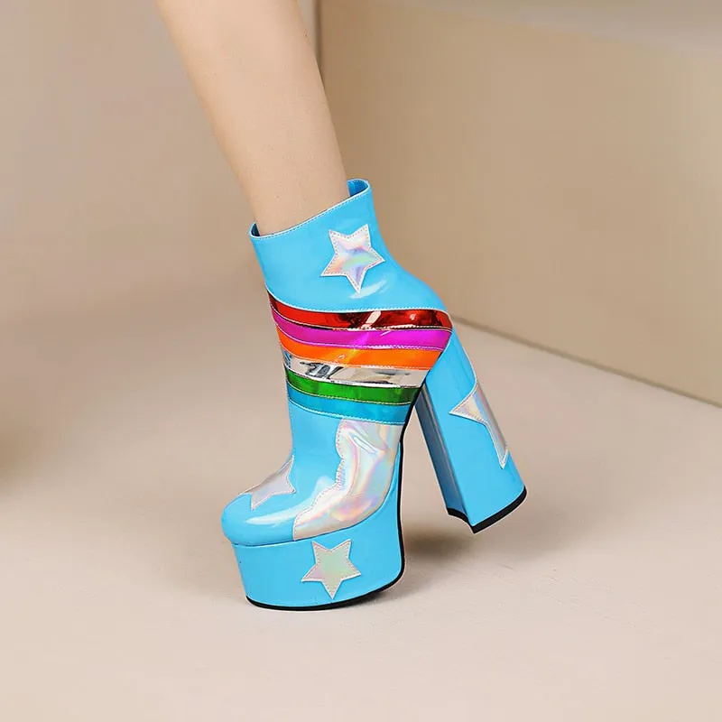 Blue Skies Star Super High Platform Short Boots