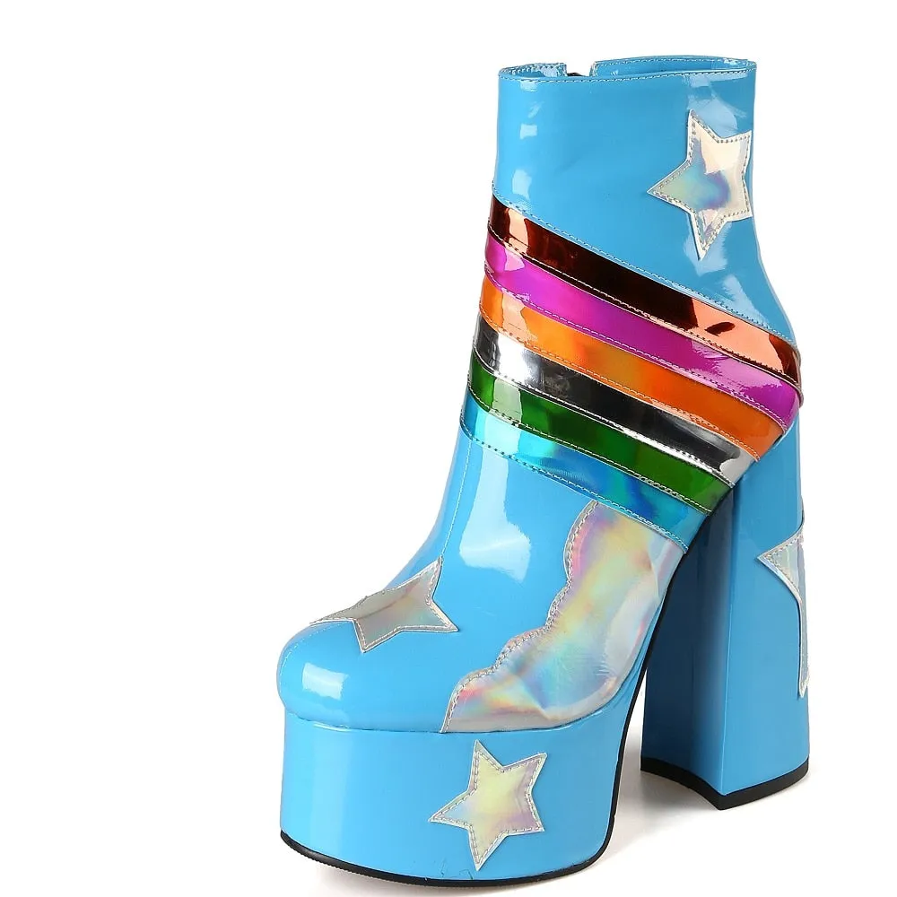 Blue Skies Star Super High Platform Short Boots