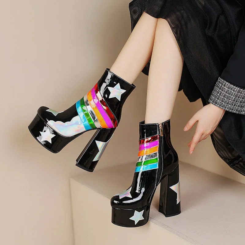 Blue Skies Star Super High Platform Short Boots