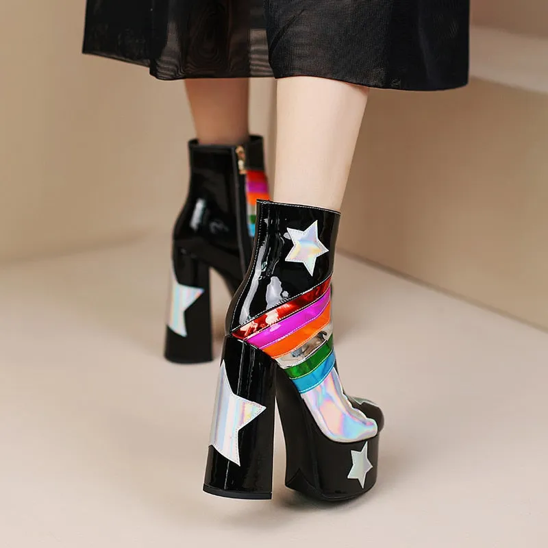 Blue Skies Star Super High Platform Short Boots