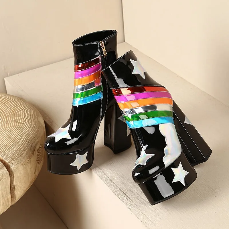 Blue Skies Star Super High Platform Short Boots