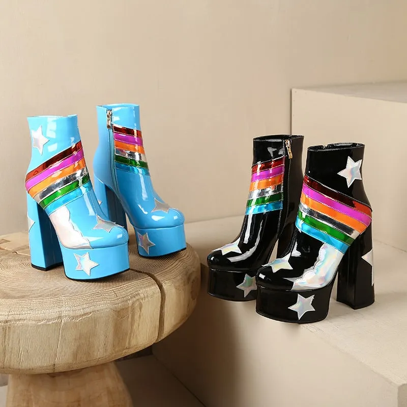 Blue Skies Star Super High Platform Short Boots