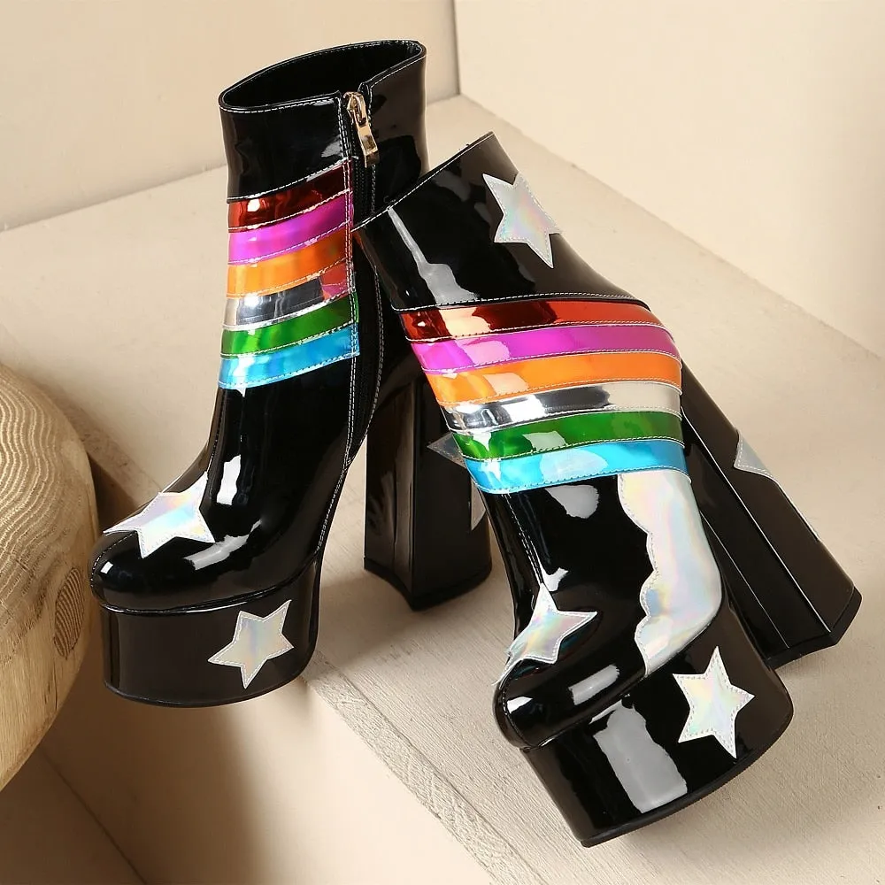 Blue Skies Star Super High Platform Short Boots