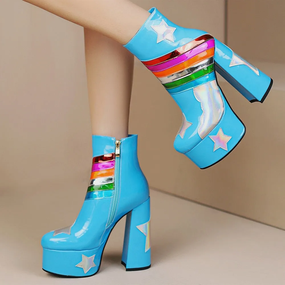 Blue Skies Star Super High Platform Short Boots