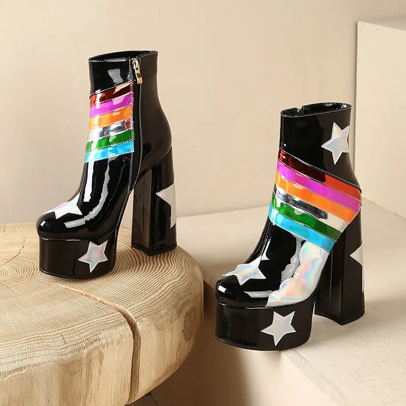 Blue Skies Star Super High Platform Short Boots