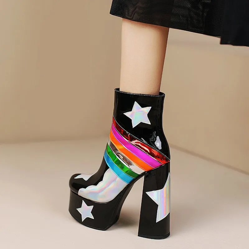 Blue Skies Star Super High Platform Short Boots