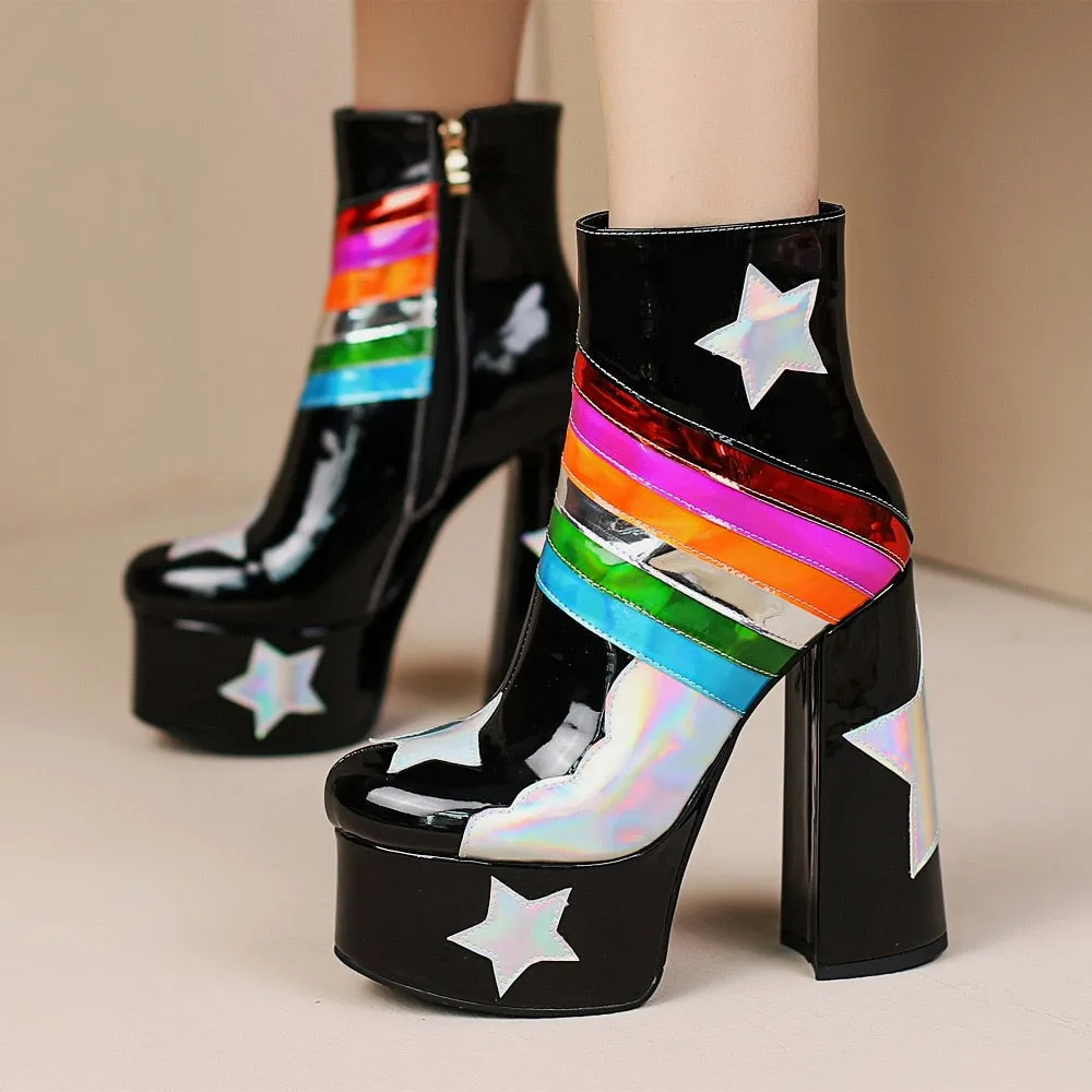 Blue Skies Star Super High Platform Short Boots