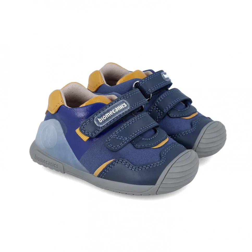 Blue with yellow double velcro prewalker