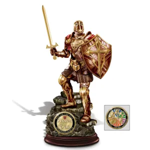 Bradford Exchange Armor of God Sculpture with Two-sided Challenge Coin