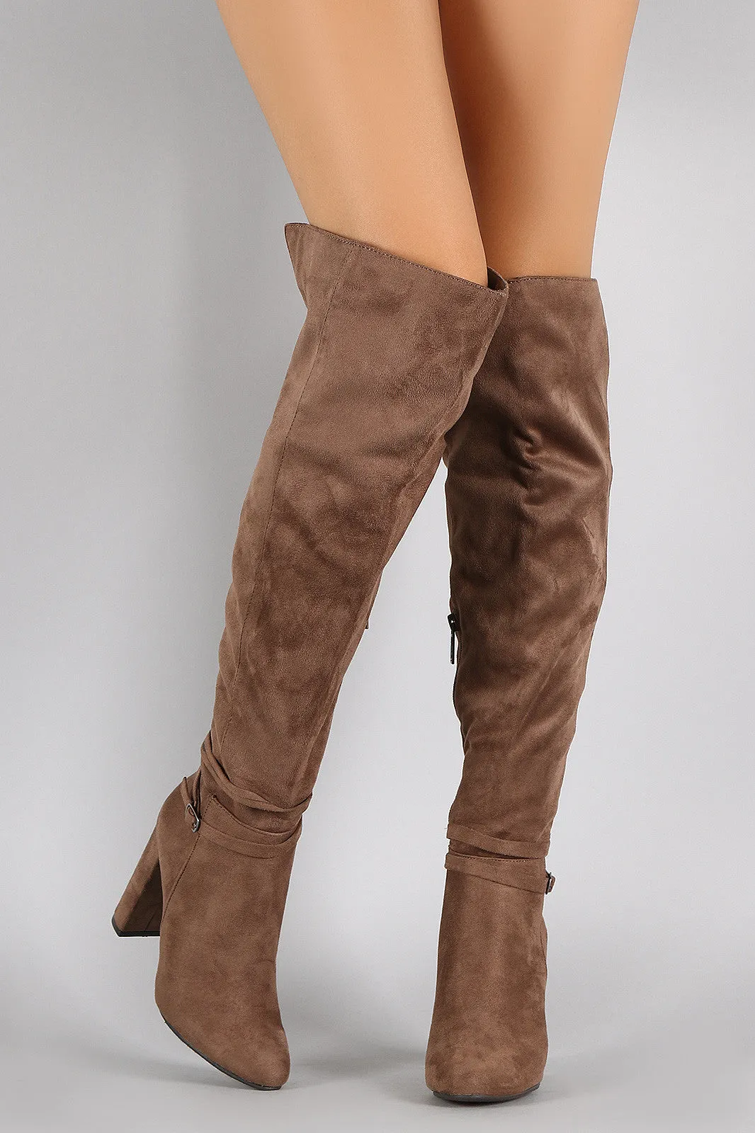 Breckelle Slouchy Over the Knee Chunky Heeled Boots