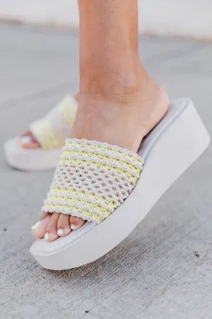 Cove White Crochet Platform Slide Sandals FINAL SALE