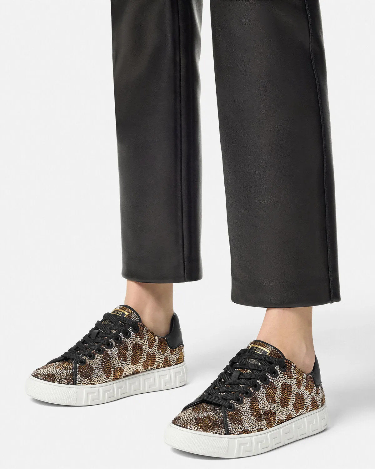 Crystal Leopard Greca Trainers