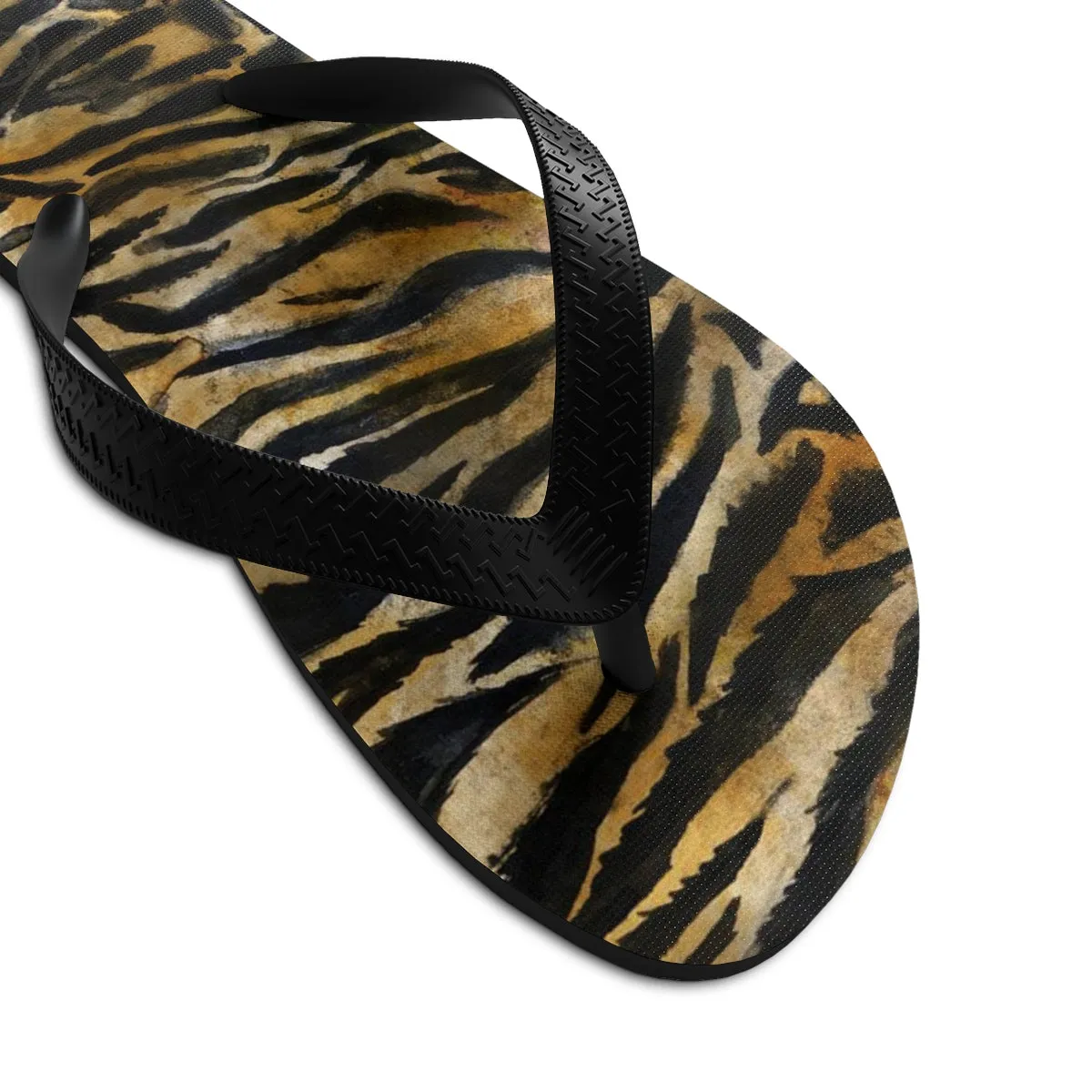 Cute Tiger Stripe Flip Flops, Wild Animal Skin Print Designer Unisex Men/Women's Flip-Flops - Made in USA (Size: S, M, L)