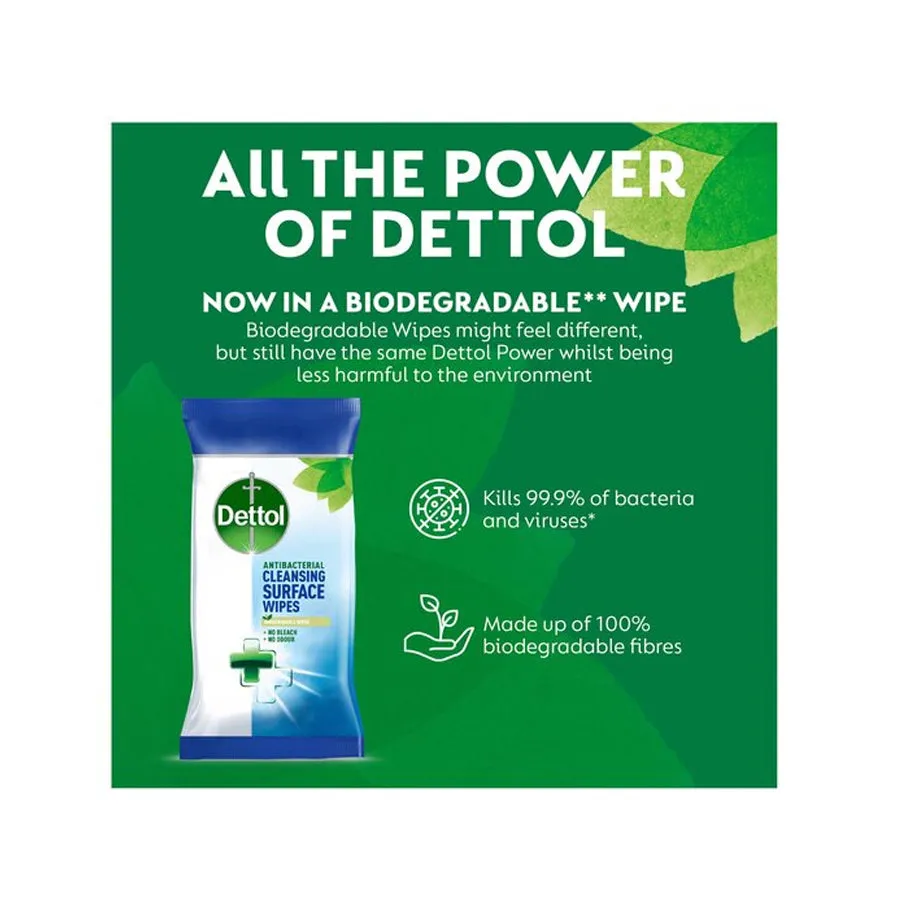 Dettol Biodegradable Antibacterial Surface Wipes (72 Pack)