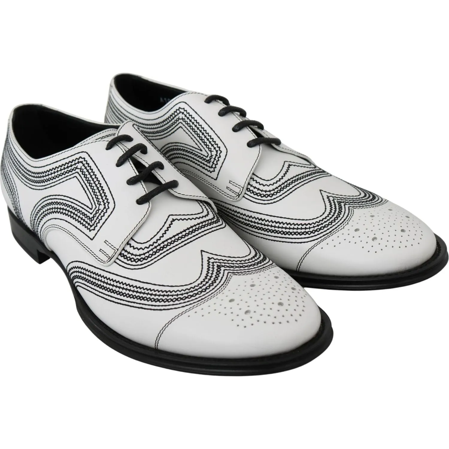 Dolce & Gabbana Elegant White Leather Derby Shoes