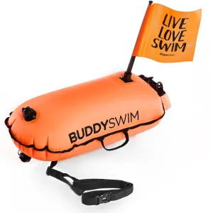 Drybag Swim Buoy with Flag | BuddySwim Open Water Inflatable Buoy with Flag