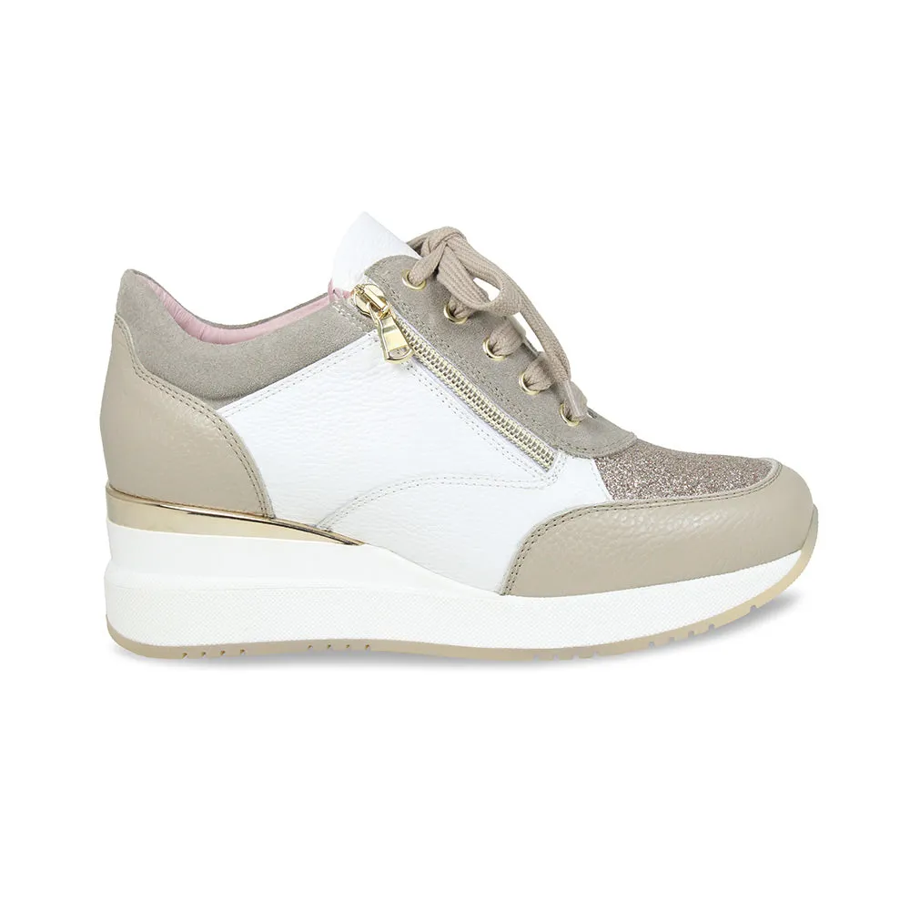 Electra: Taupe & White Leather